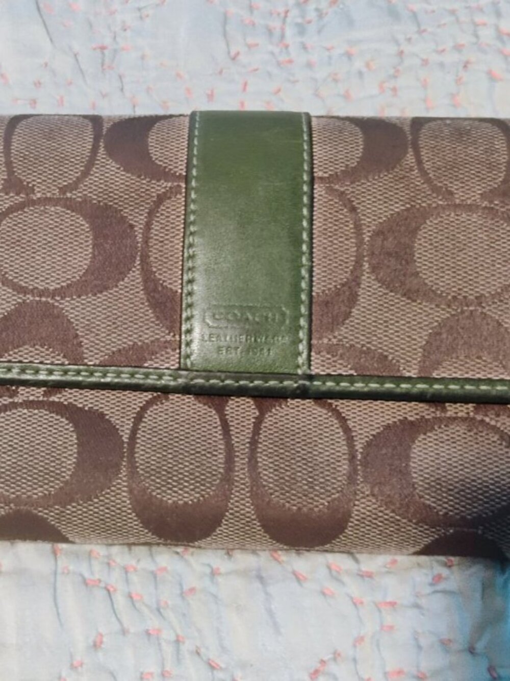 Coach green signature wallet